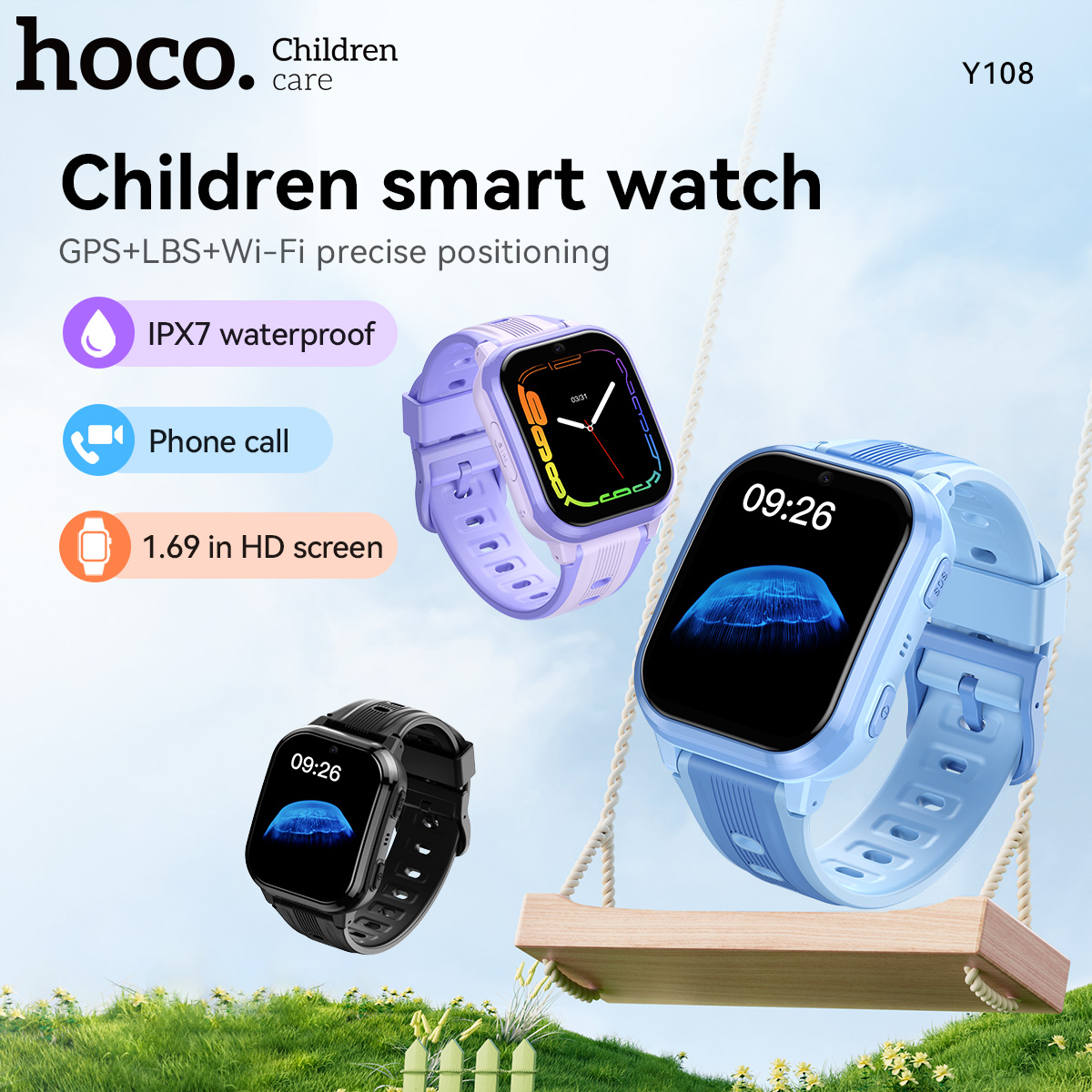 Smartwatch Watches For Children - HOCO Y108 1.69inch HD LCD Curved