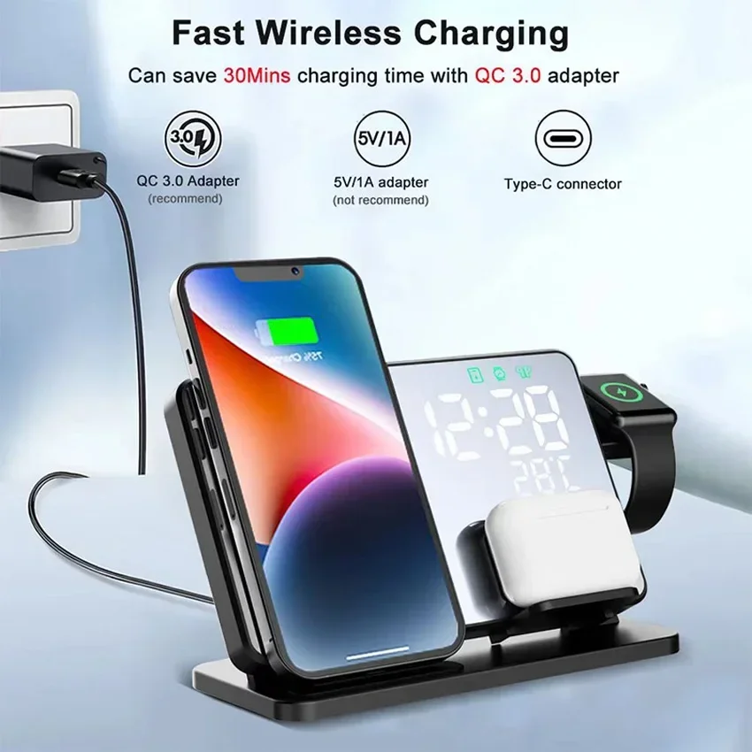 Wireless Charger Alarm Clock S - đánh giá và giá Smartwatch Watches For Iphone