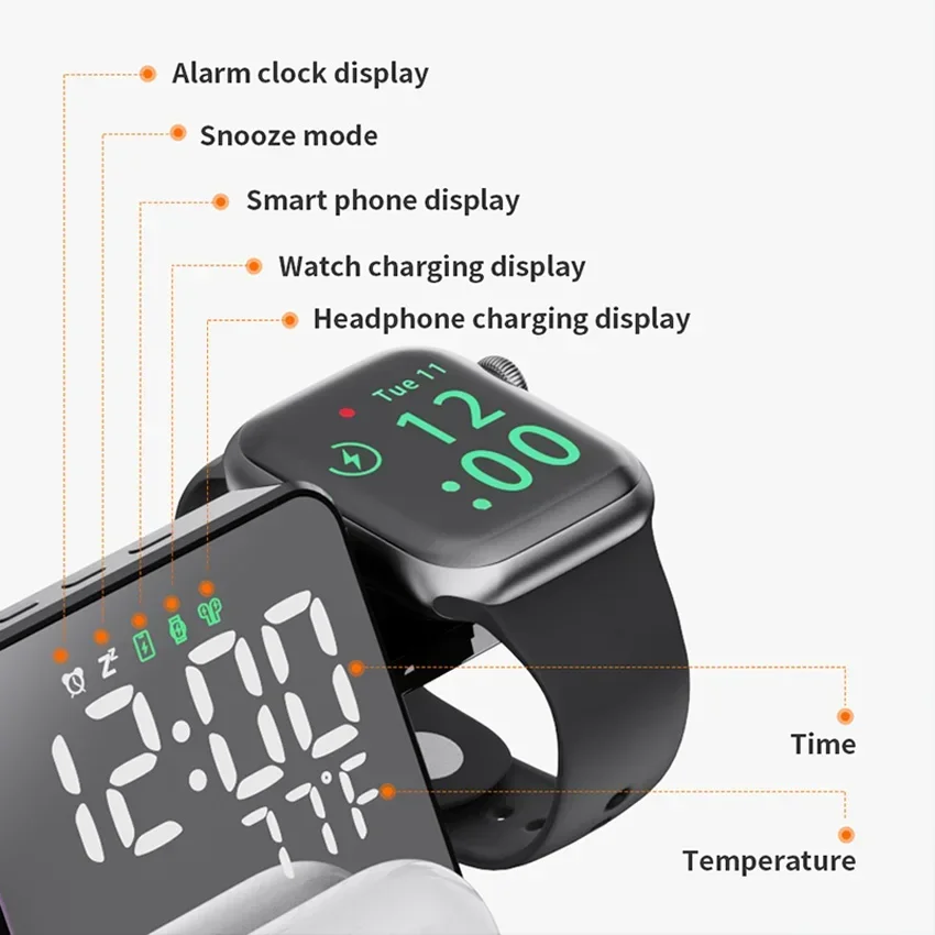 Wireless Charger Alarm Clock S - đánh giá và giá Smartwatch Watches For Iphone