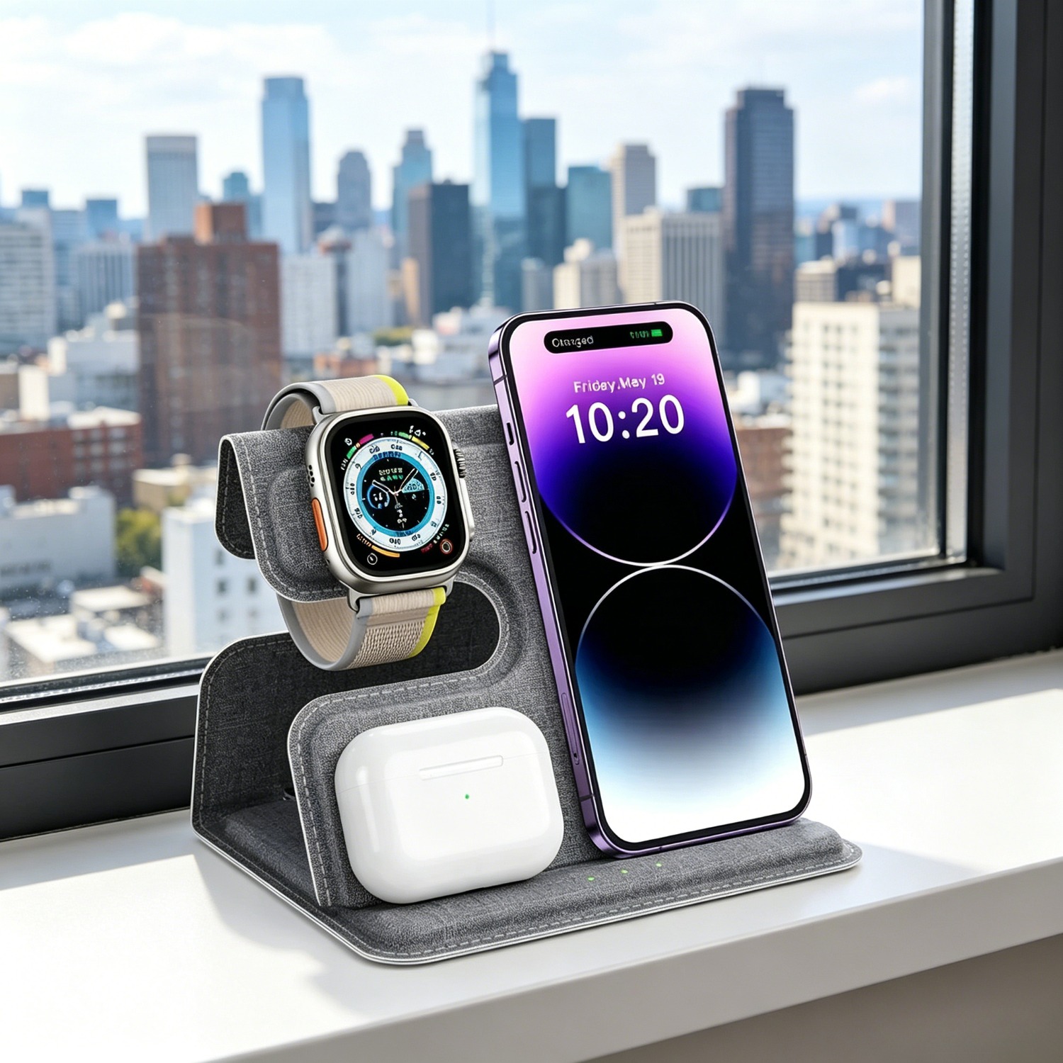 Desktop 3 in 1 Wireless Charge - đánh giá và giá Watch 7 Smartwatch Iphone