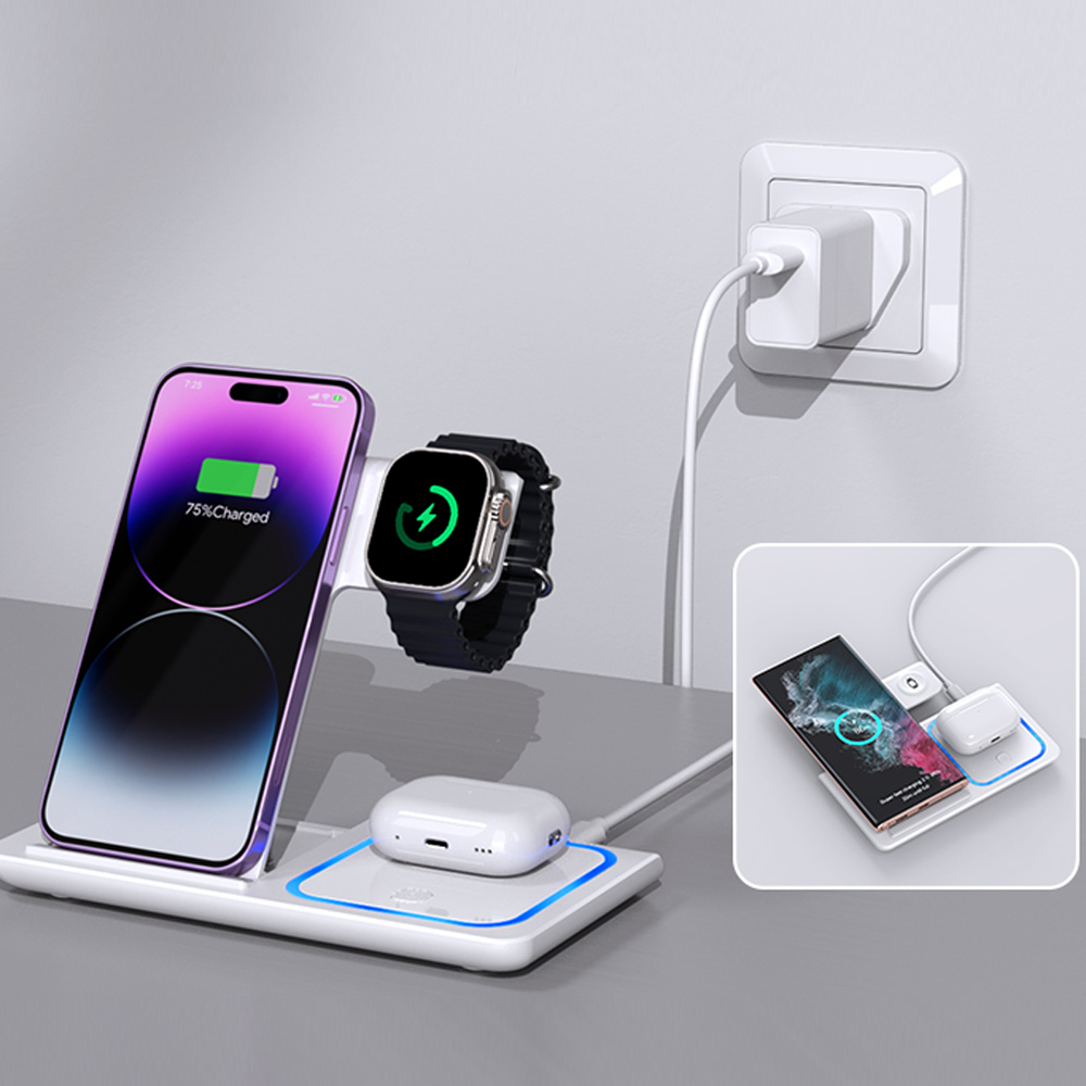 LED 3 in 1 Wireless Charger St - đánh giá và giá Watch 7 Smartwatch Iphone