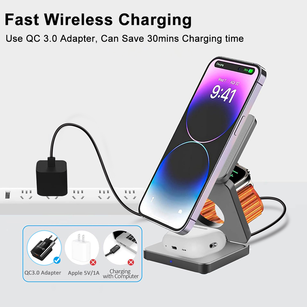 3 in 1 Foldable Magnetic Wirel - đánh giá và giá Watch 7 Smartwatch Iphone