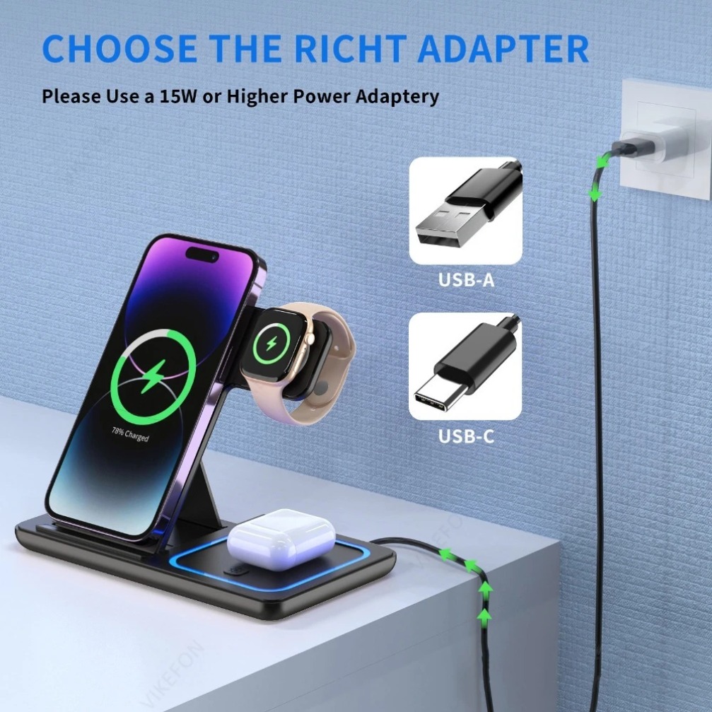 Foldable 3 in 1 Wireless Charg - đánh giá và giá Smartwatch Watches For Iphone